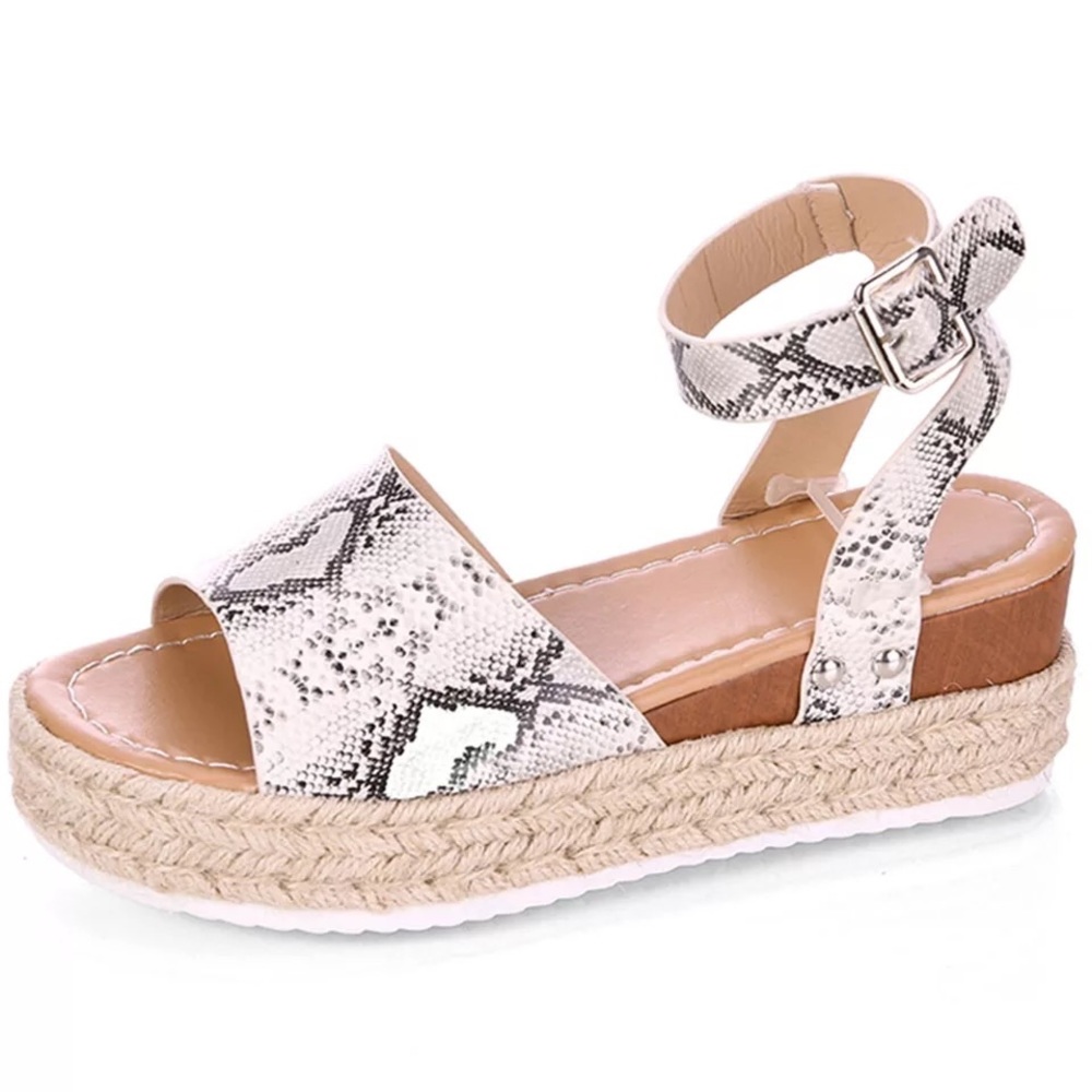 Snake Print Strappy Platform Sandal